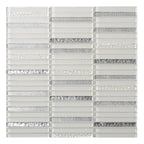 Waterfall Platinum White Glass Mosaic Tile