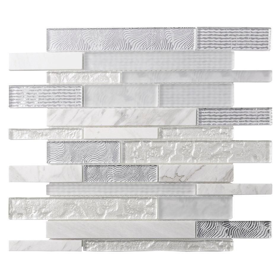 Waterfall Waves White Linear Glass Mosaic Tile | Tile Club | Position1