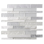 Waterfall Waves White Linear Glass Mosaic Tile Sample