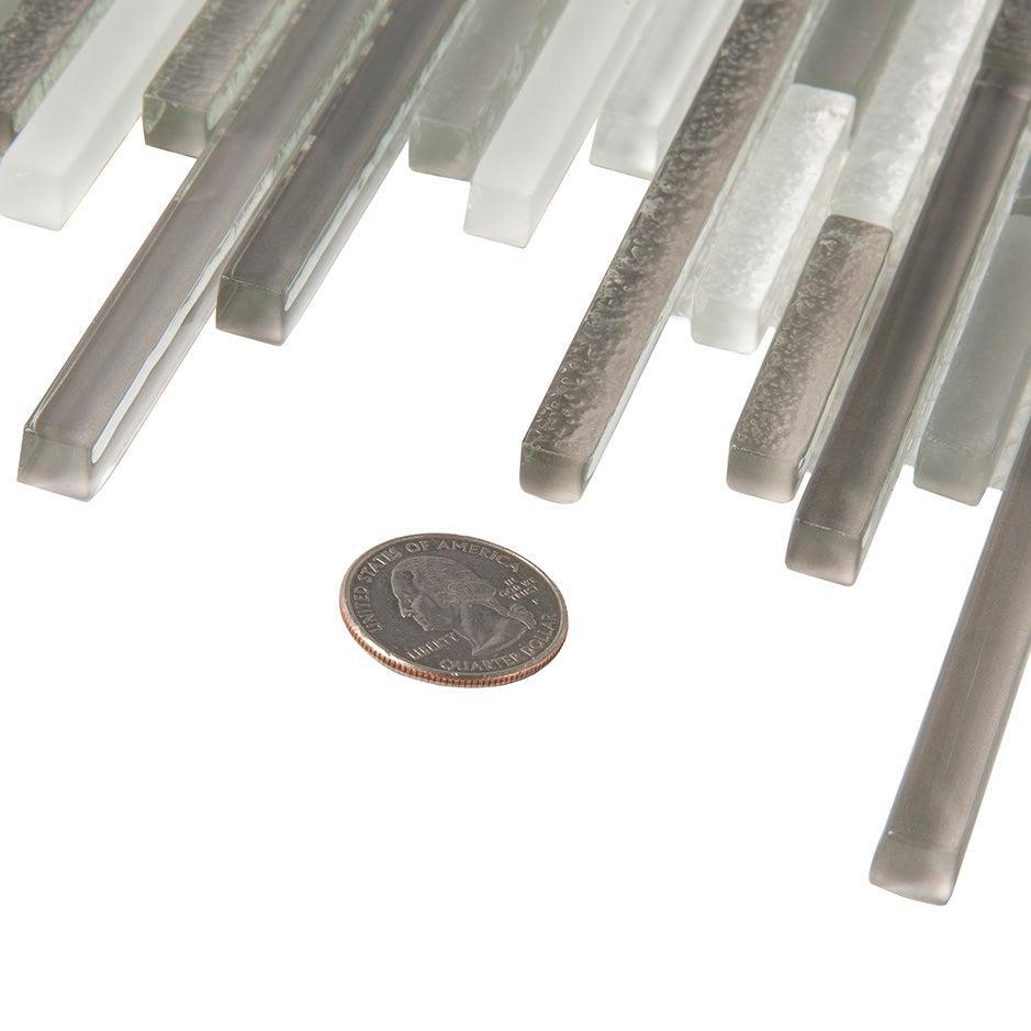 Waterfall White And Grey Linear Glass Mosaic Tile | Tile Club