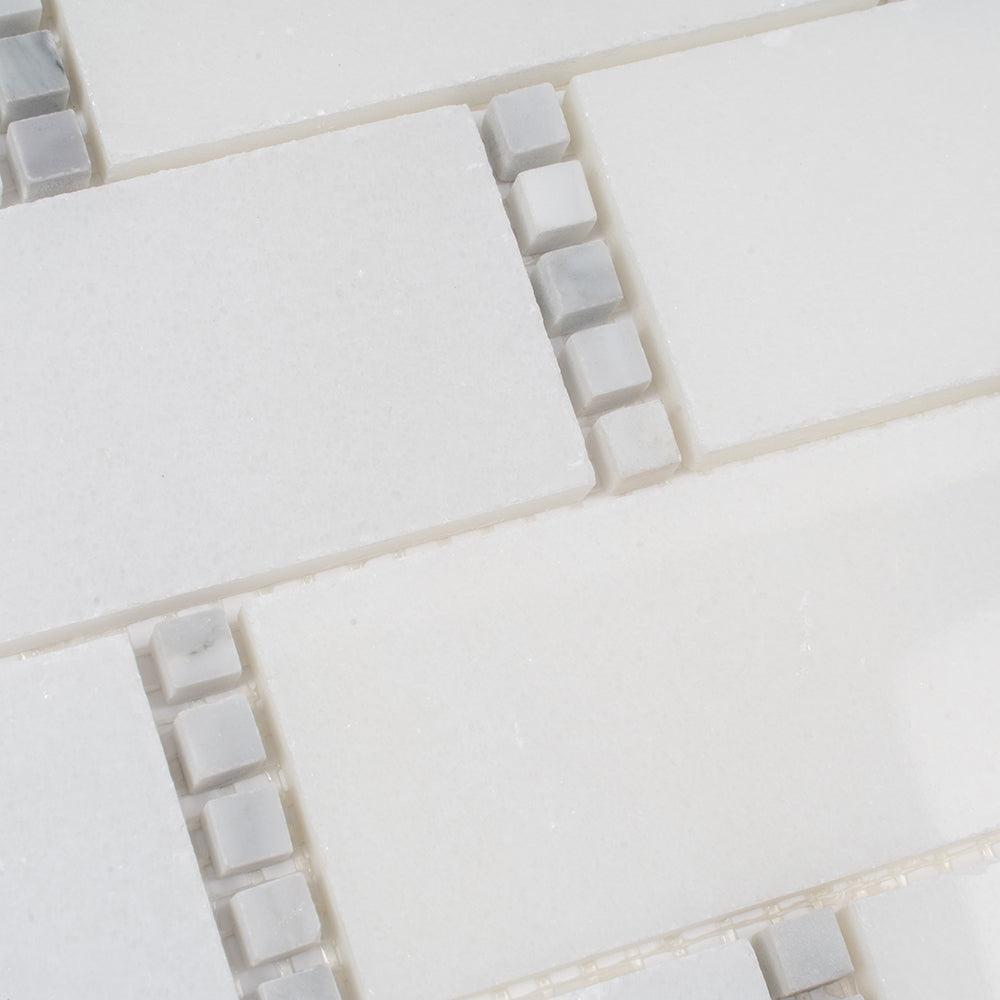 White Marble Subway Mosaic Tile With Carrara Dots