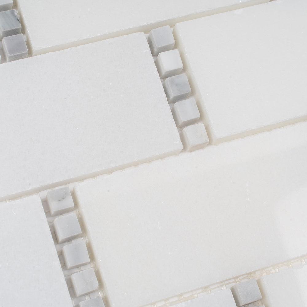 White Marble Subway Mosaic Tile With Carrara Dots | Tile Club