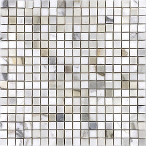 5/8 x 5/8 Calacatta Tumbled Square Marble Tile Sample