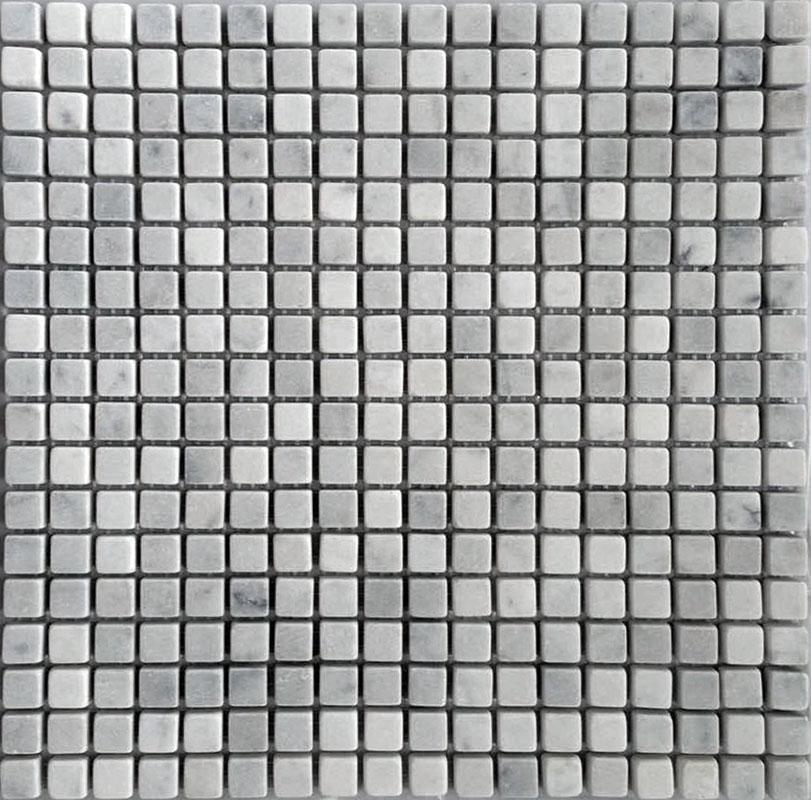 5/8X5/8 White Carrara Tumbled Square Marble Tile Sample