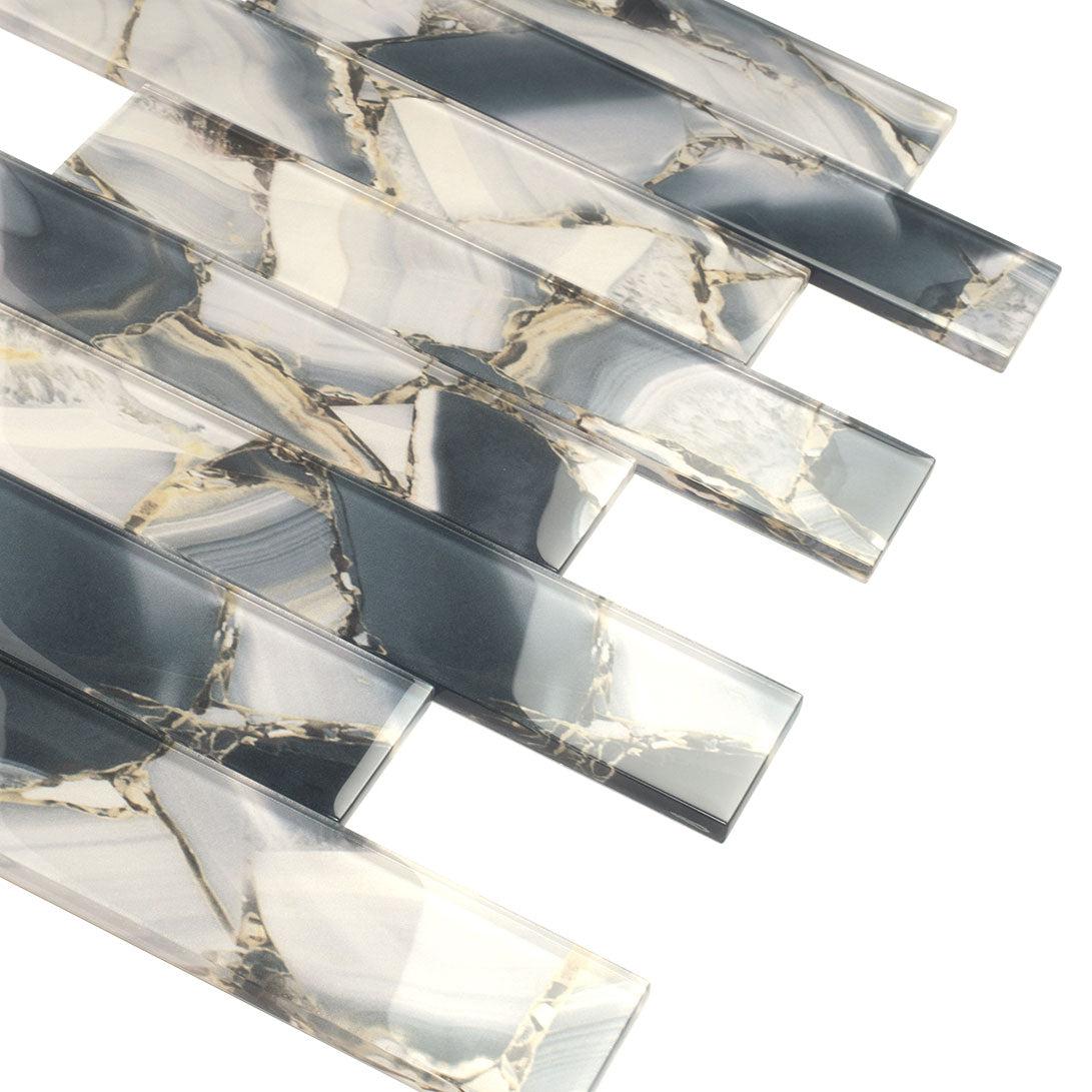 3" x 12" Smoky Quartz Geode Glass Tile