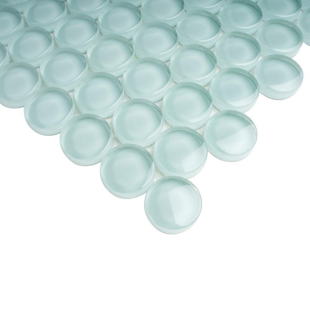 Pale Aqua Glass Penny Round Tile | Tile Club