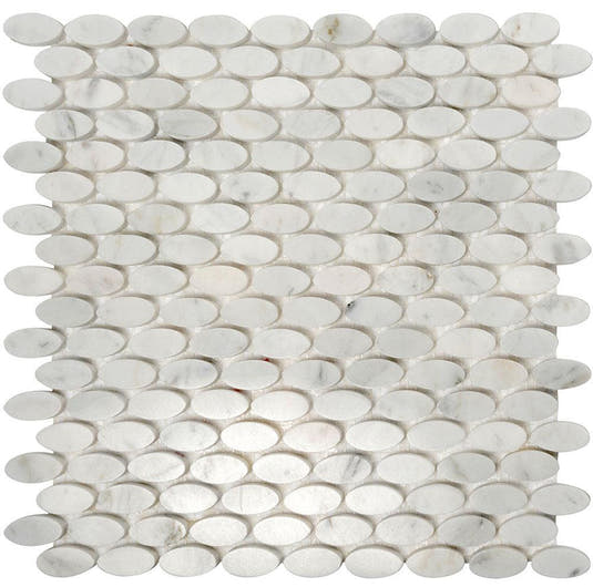 Tile Club | Bianco Carrara Oval Mosaic Wall & Floor Tile position: 1
