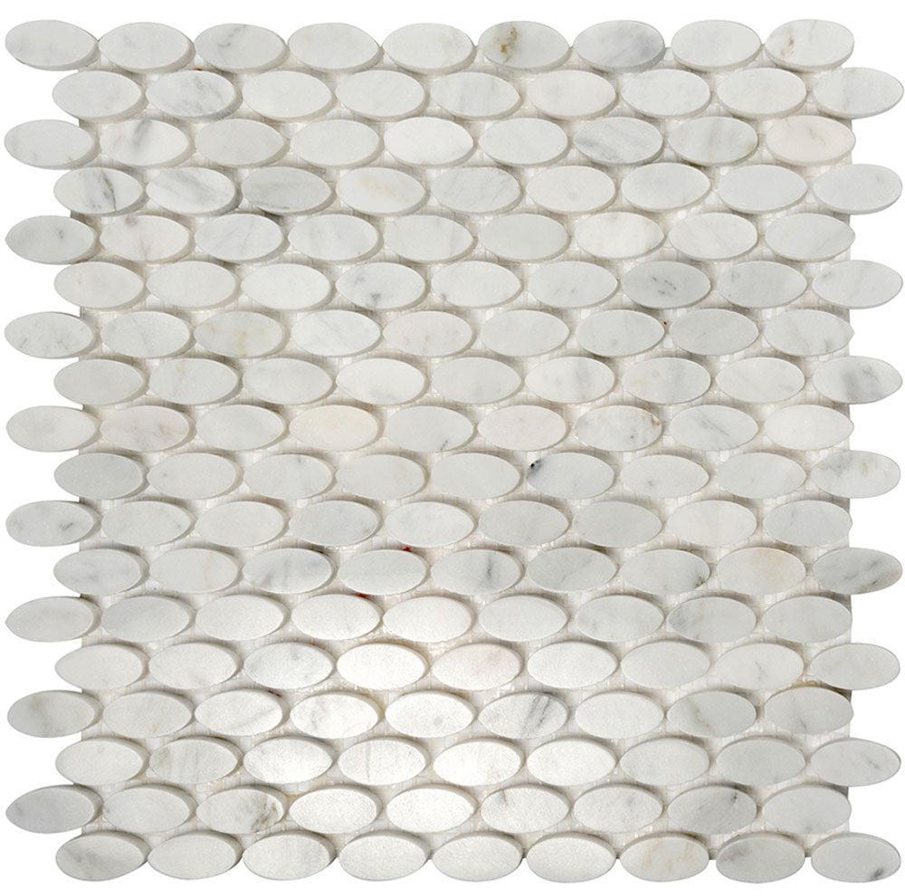 Tile Club | Bianco Carrara Oval Mosaic Wall & Floor Tile position: 1