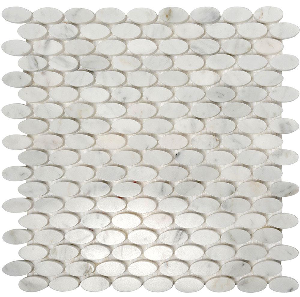 Bianco Carrara Oval Mosaic Tile Sample Swatch | Free Shipping on Tile ...