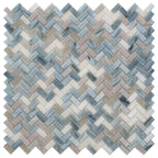 Blue Grey Herringbone Mosaic Tile