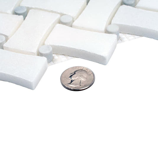 Curved Basket Weave Eastern White Marble Mosaic Tile | Tile Club