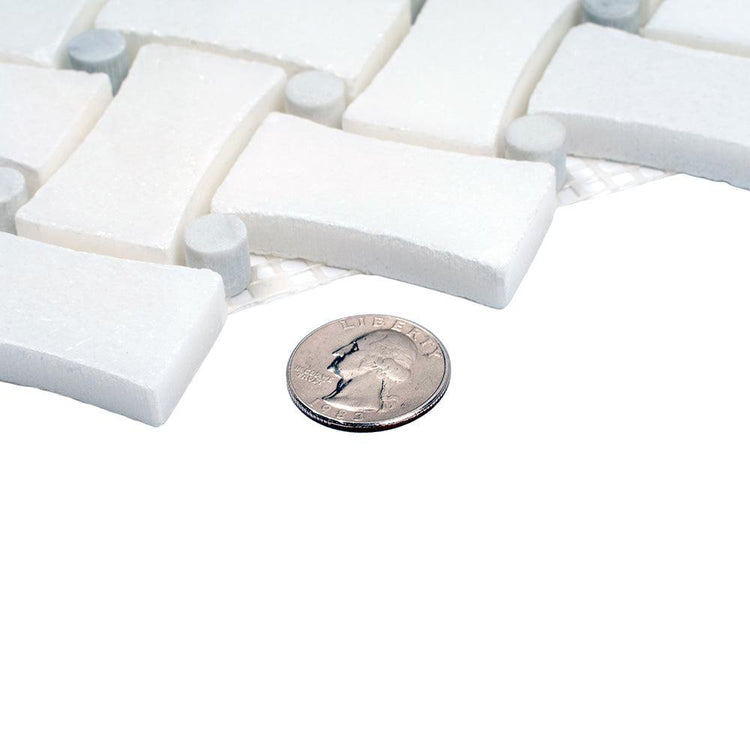 Curved Basket Weave Eastern White Marble Mosaic Tile | Tile Club