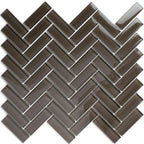 Dark Gray Herringbone Glass Tile