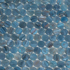 Denim Glass Round Penny Mosaic Tile | Tile Club