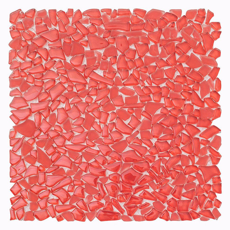 Diamond Red Glass Pebble Mosaic Tile