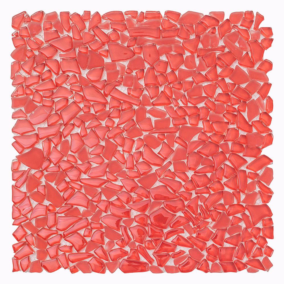 Diamond Red Glass Pebble Mosaic Tile