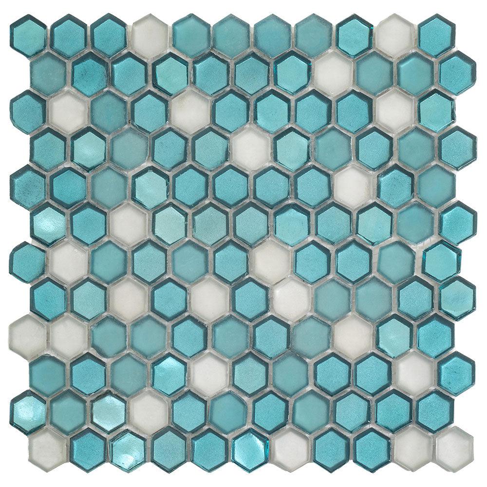 Emerald Hexagon Glass Mosaic Tile Sample