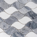 Falling Leaves Calacatta Bluette Marble Mosaic Tile | Tile Club