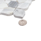 Fleur Calacatta Bluette and Thassos Flower Marble Mosaic Tile | Tile Club