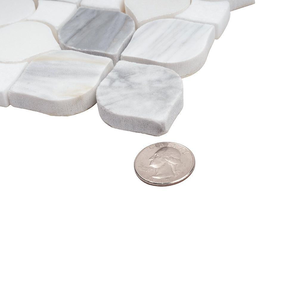 Fleur Calacatta Bluette and Thassos Flower Marble Mosaic Tile | Tile Club