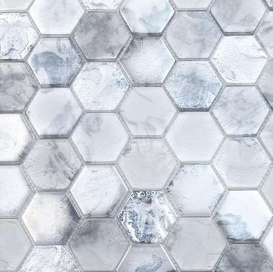 Frozen Dreams Hexagon Glass Mosaic Tile | Tile Club