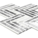 Geo Arrow Calacatta Bluette Marble Mosaic Tile | Tile Club