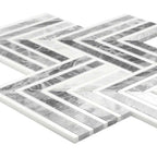 Geo Arrow Calacatta Bluette Marble Mosaic Tile | Tile Club
