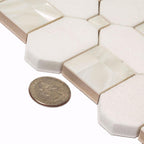 Geometric Pearl White Thassos Shell Tile | Tile Club