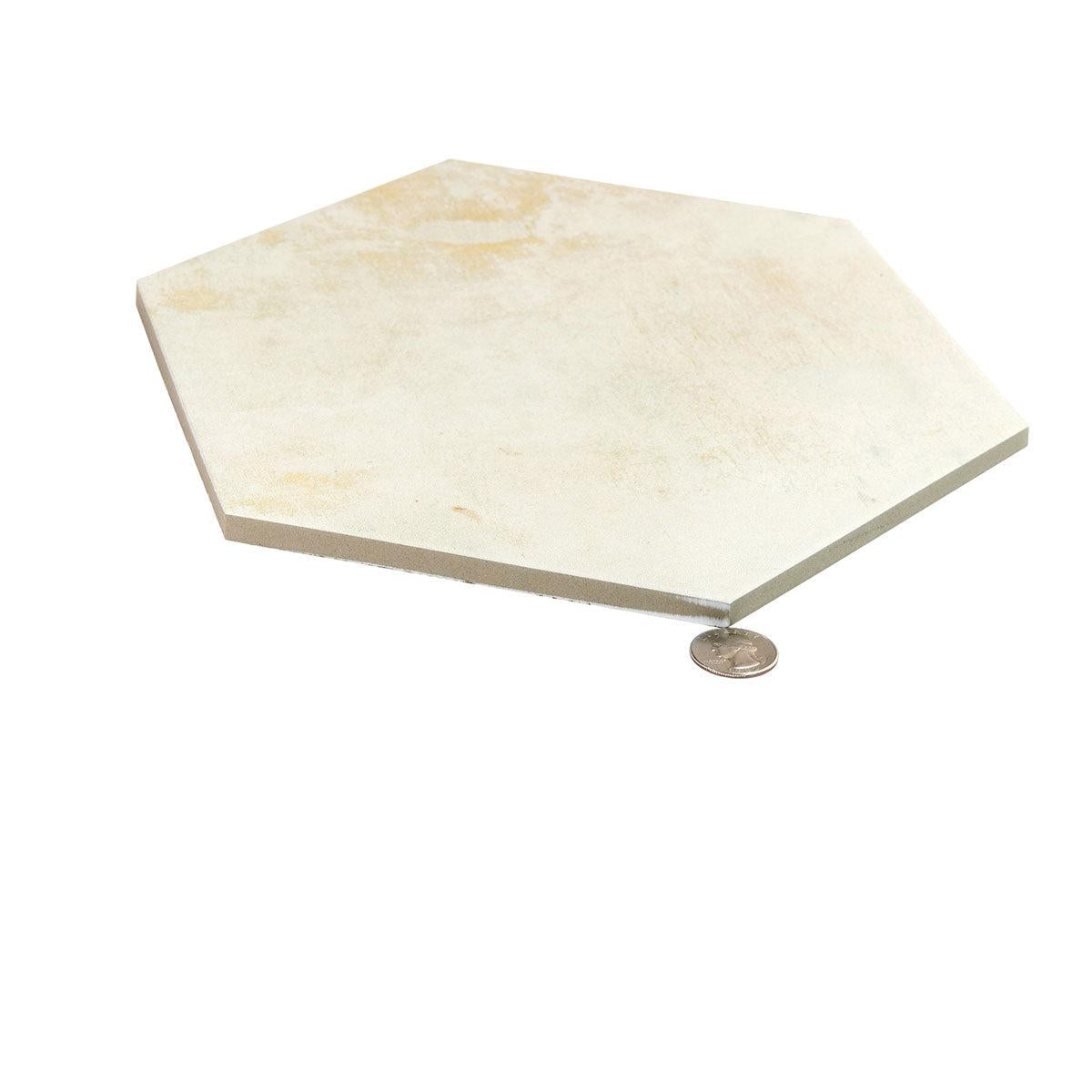 Gilded Age Ivory Hexagon Porcelain Tile | Tile Club