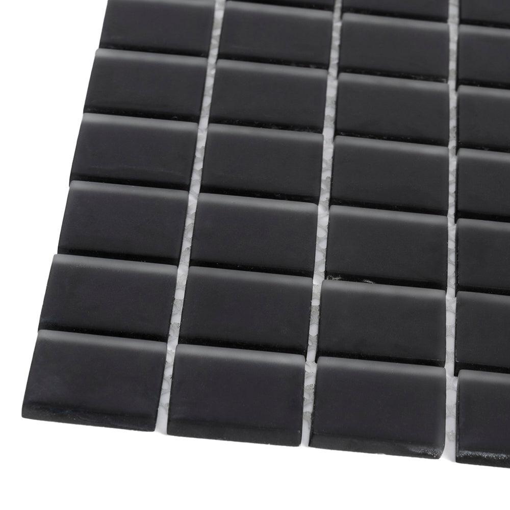 Glacier Black 1X1 Frosted Glass Tile | Tile Club