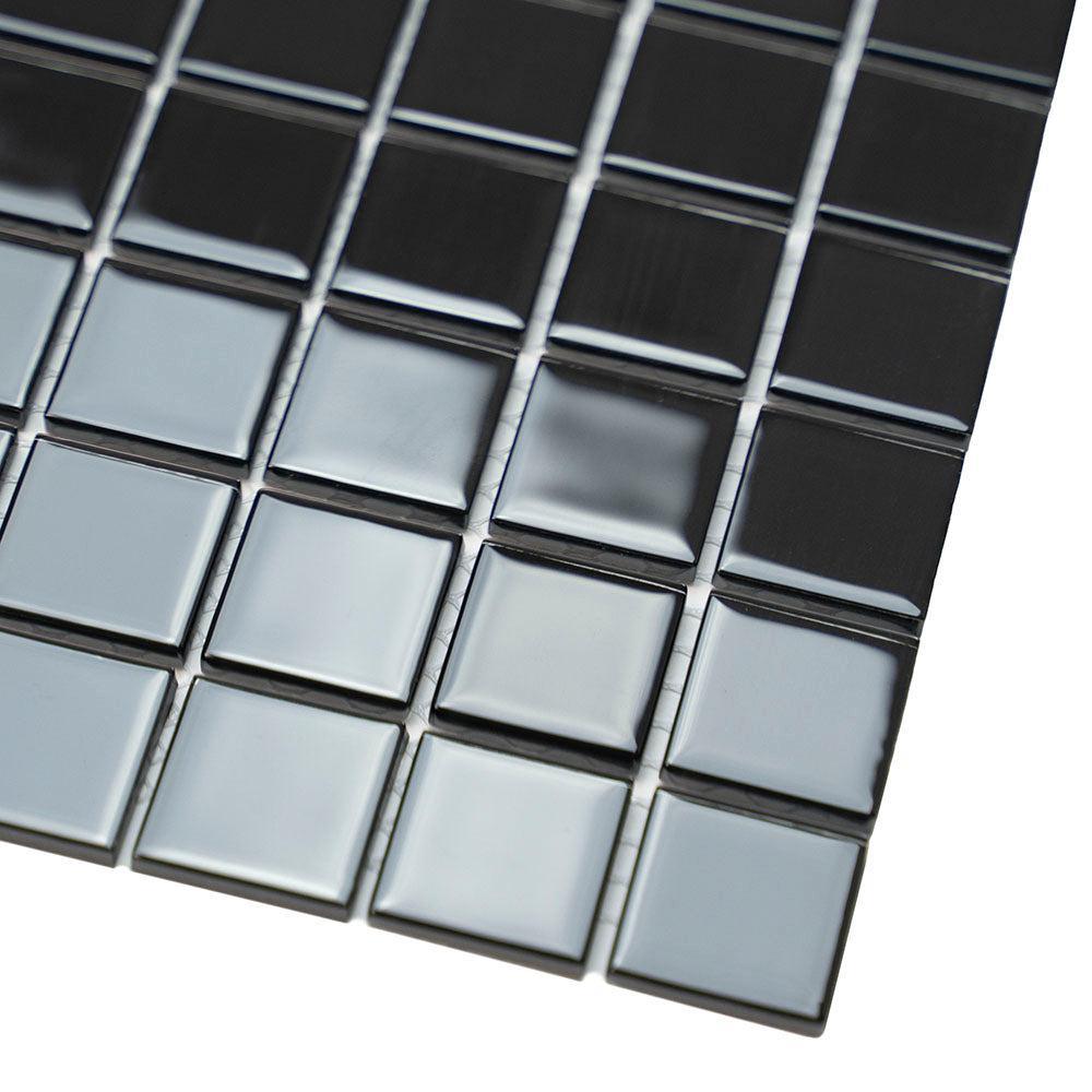 Glacier Black 1X1 Polished Glass Tile | Tile Club