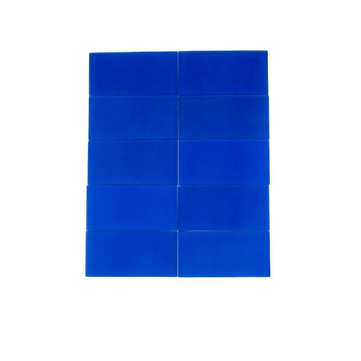 Glacier Cobalt Blue 3X6 Frosted Glass Subway Tile