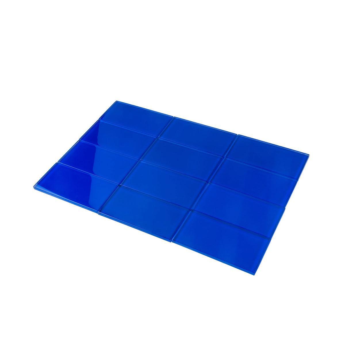 Glacier Cobalt Blue 3X6 Polished Glass Subway Tile
