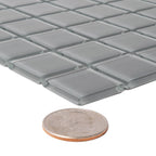 Glacier Dark Gray 1X1 Polished Glass Tile | Tile Club