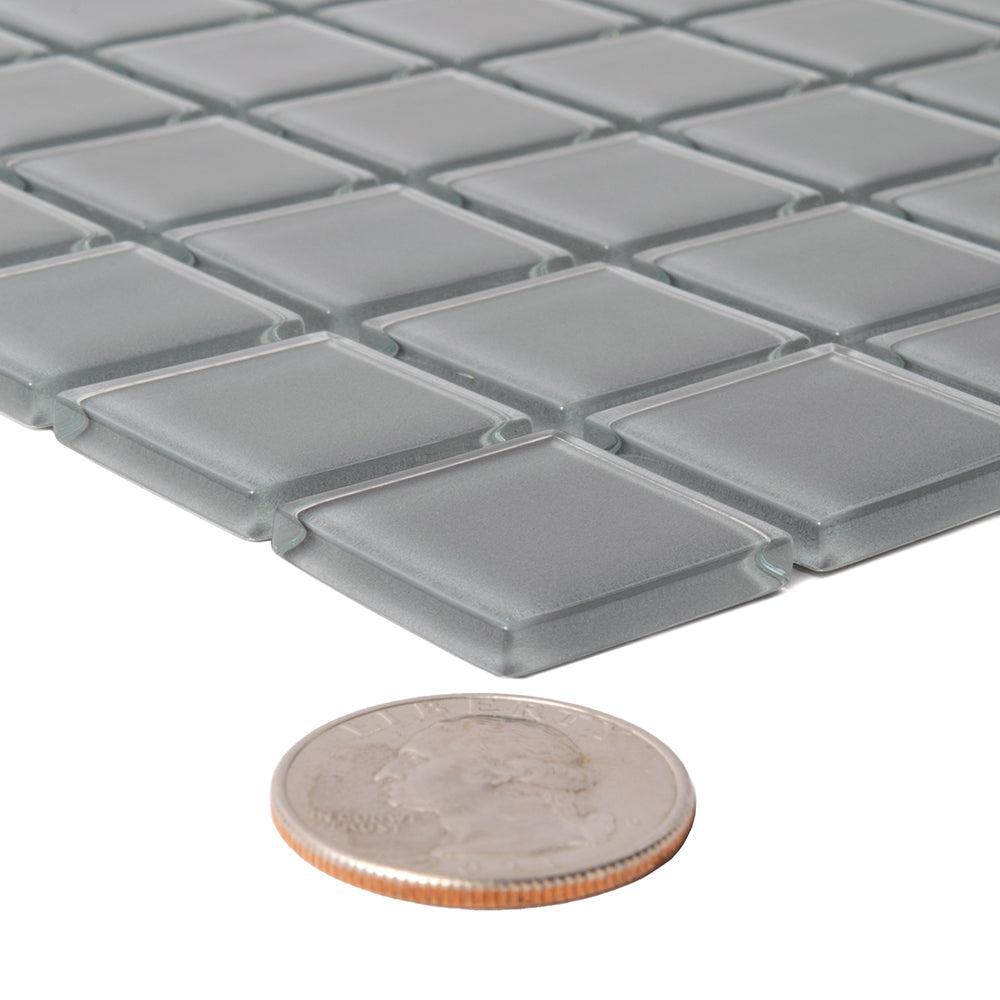 Glacier Dark Gray 1X1 Polished Glass Tile | Tile Club