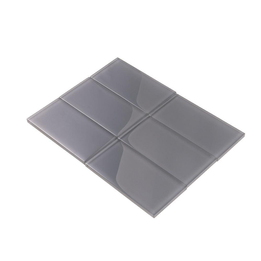 Glacier Dark Gray 3" x 6" Polished Glass Subway Tile | Tile Club