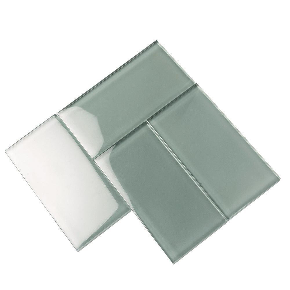 Glacier Gray 3X6 Polished Glass Subway Tile | Tile Club