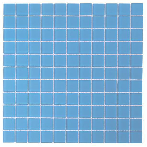 GLACIER OCEAN BLUE 1" x 1" FROSTED GLASS TILE