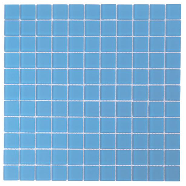 GLACIER OCEAN BLUE 1" x 1" FROSTED GLASS TILE Sample