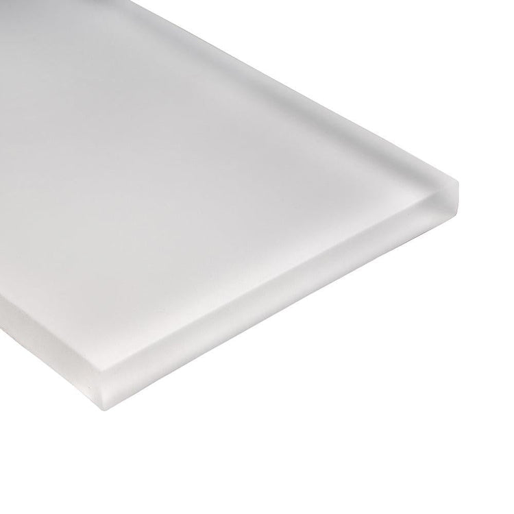 Glacier Pure White 3"x6" Frosted Glass Subway Tile | Tile Club