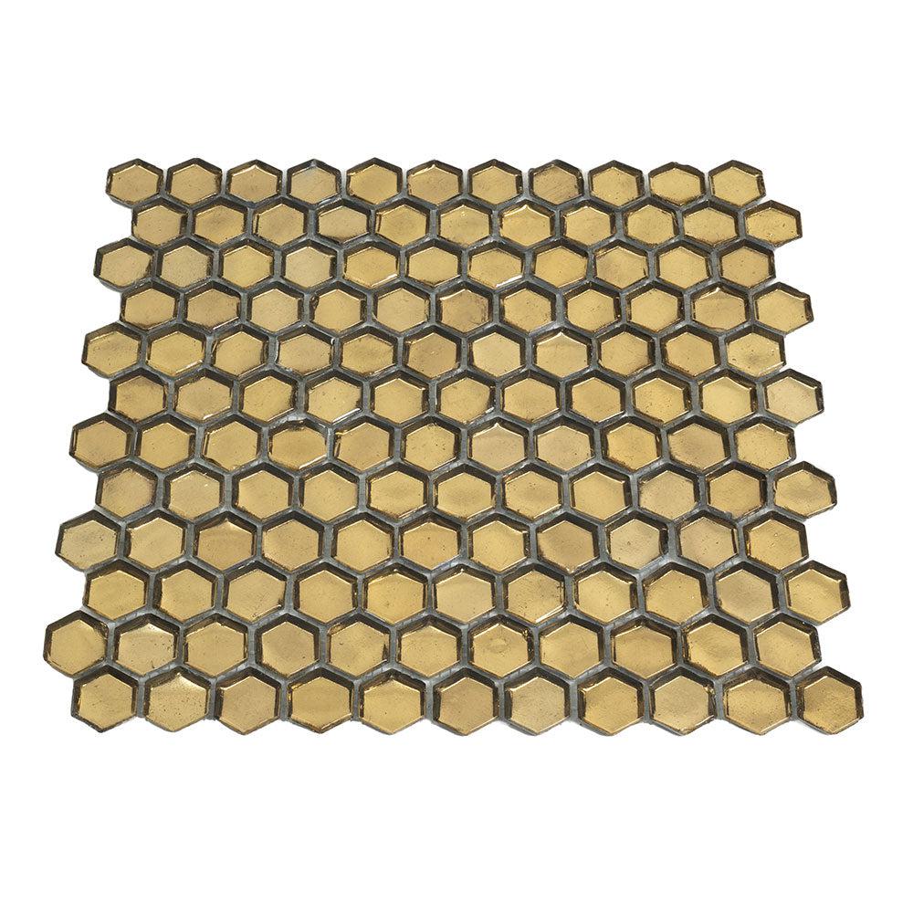 Glossy Gold Hexagon Glass Mosaic Tile | Tile Club