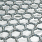 Glossy Silver Hexagon Glass Mosaic Tile | Tile Club
