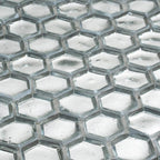 Glossy Silver Hexagon Glass Mosaic Tile | Tile Club