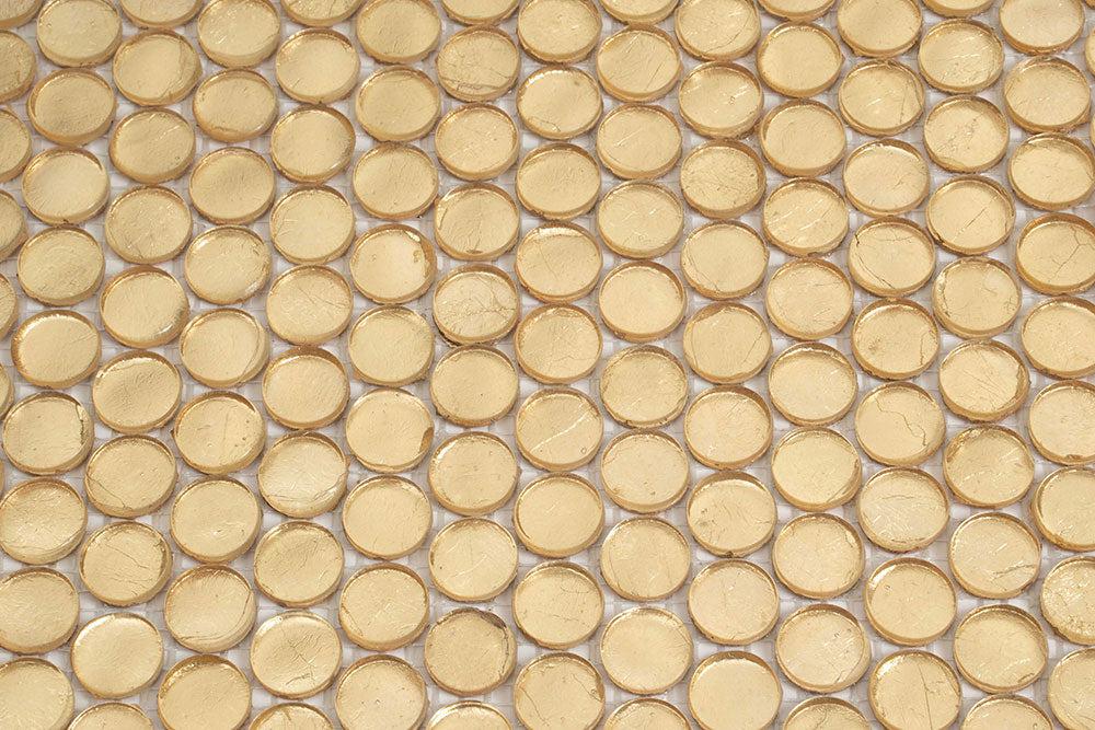 Gold Glass Penny Round Mosaic Tile