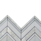 Herringbone Pearl White Thassos Marble and Shell Tile | Tile Club
