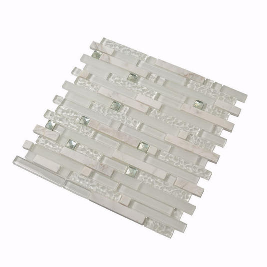 Ice Shale Rectangular White Glass And Stone Tile | Tile Club