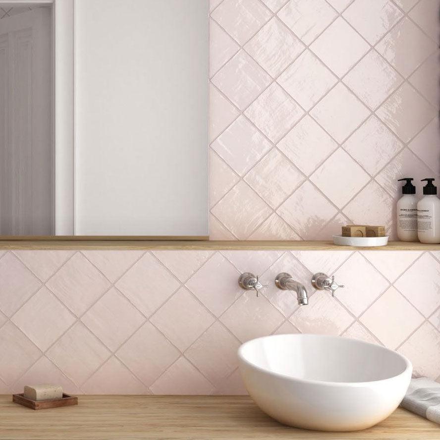 La Riviera Rose Pink Ceramic Square Tile