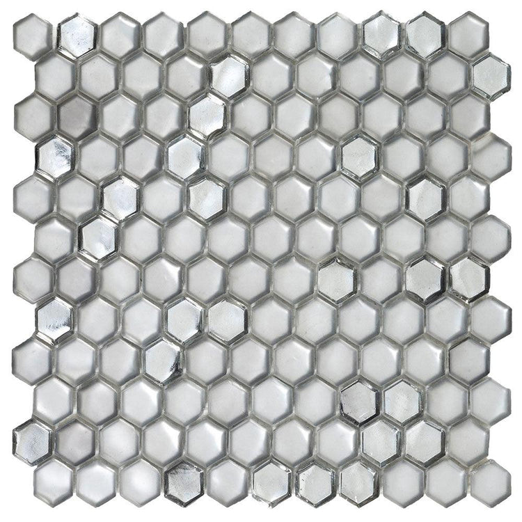 Matte Silver Hexagon Glass Mosaic Tile | Tile Club