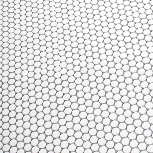Matte White Buttons Porcelain Penny Round Tile