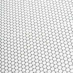 Matte White Buttons Porcelain Penny Round Tile